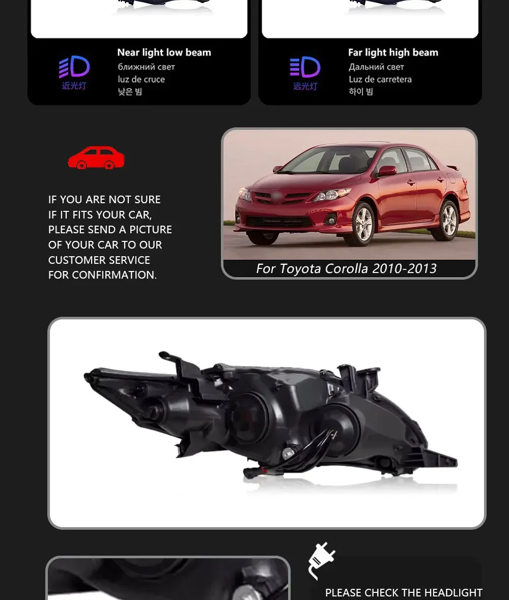نوع سيارة لتويوتا الولايات المتحدة كورولا المصباح 2010-2013 ترقية تعديل جديد DRL ديناميكية بدوره إشارة LED المصباح اكسسوارات السيارات