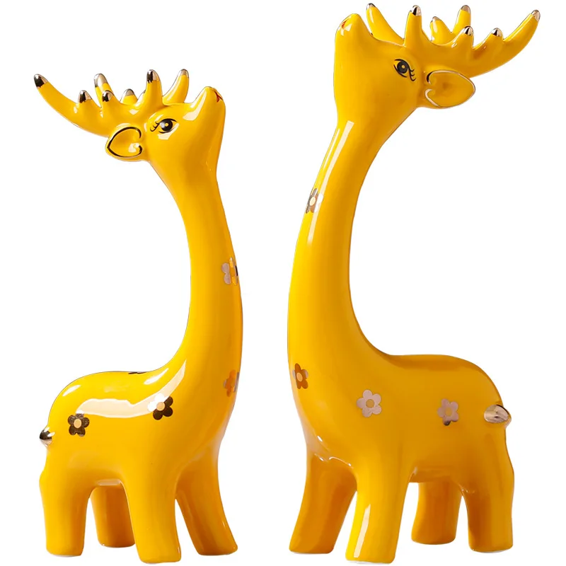

Creative Deer Figurines Ornaments Ceramic Crafts Living Room Entrance TV Cabinet Wine Cabinet Decorations Wedding Housewarming