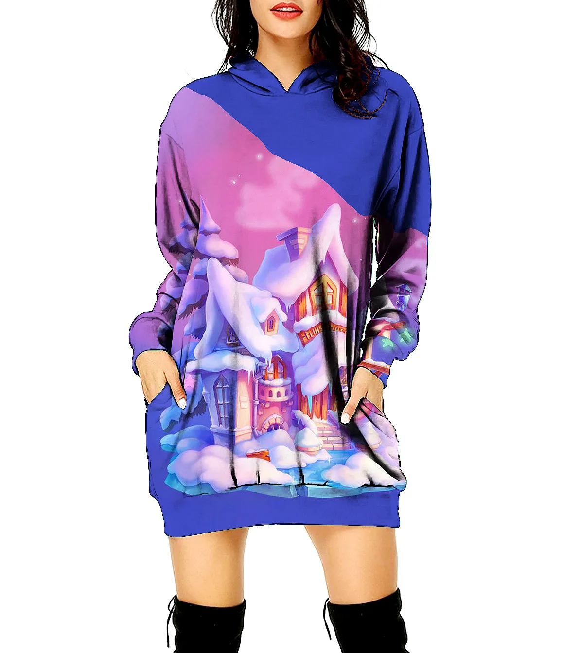 

Autumn Women's Christmas 3D Elk Print Loose Fashion Street Retro Long Sleeve Hoodie Y2K Versatile Christmas Women's Hoodie
