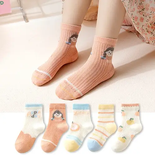 5 Pairs 1 To 12 Years Children's Socks 2026 Spring Summer Baby Boys Girls Cotton Mesh Breathable Thin Soft Cute Socks Kids Socks - Image 17