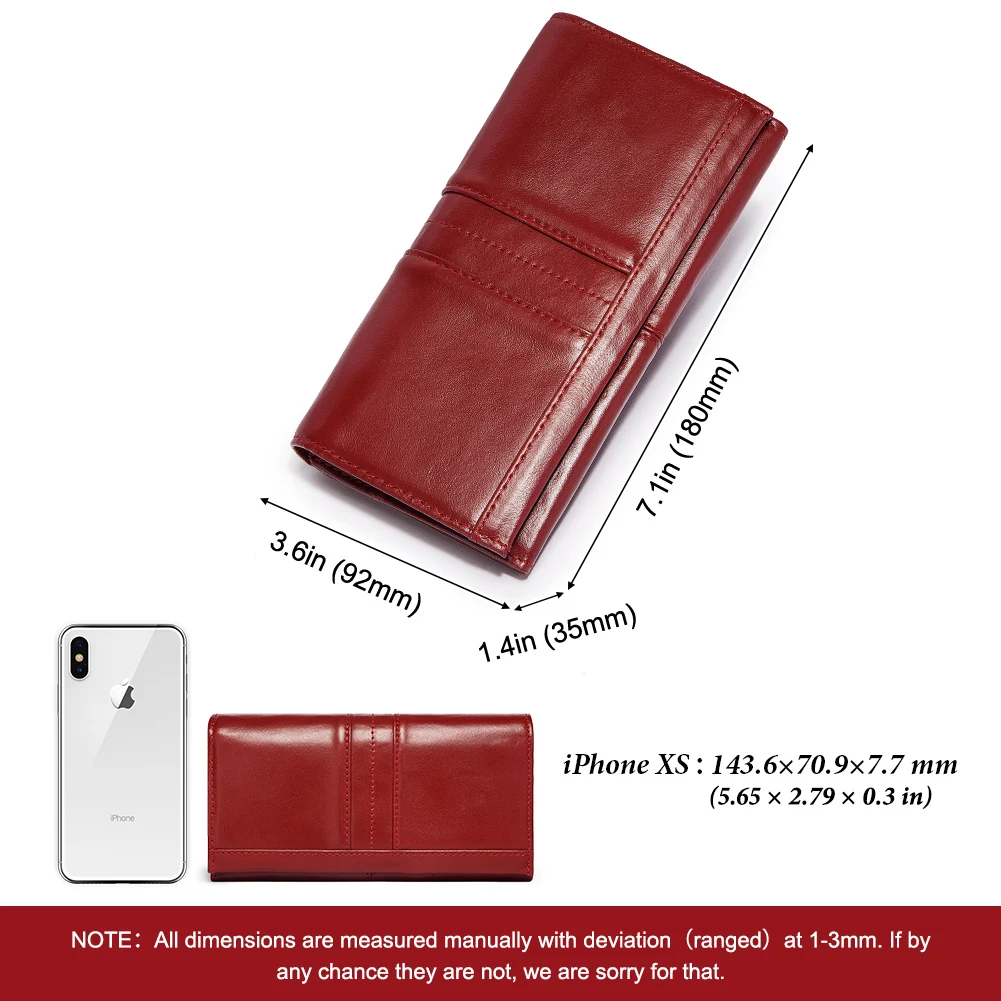 Women's Clutch Bag Genuine Leather Wallets Fashion Female Cell Phone Purse RFID Blocking Credit Card Holder with Zipper Pocket - 3