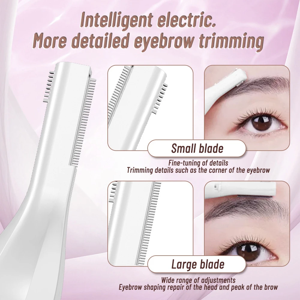 EstherQueen Multi-purpose USB Eyebrow Trimmer Rechargeable Makeup Beauty Painless Hair Shaver Portable Facial Hair Razor Blades