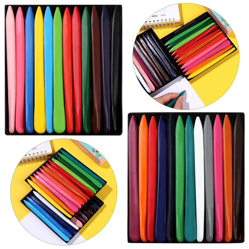 

6/12/24/36 Colors Do Not Dirty Hands Plastic Crayon Plastic Washable Oil Painting Stick Erasable Triangular Shaped