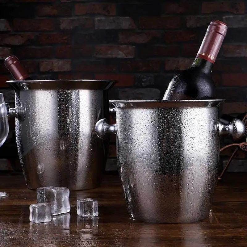 

Stainless Steel Ice Bucket Champagne Cooler Ice Bucket Ice Cooler Wine Bucket Universal Beer Cooling Ice Barrel Household Gadget