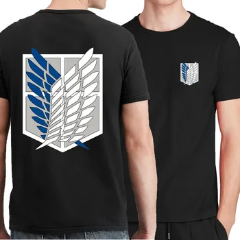 Attack on Titan T-shirt Wings of Freedom Short Sleeve Ackerman Mikasa Eren Jaeger Men Cotton Tops Summer Oversized O-Neck Tee 1