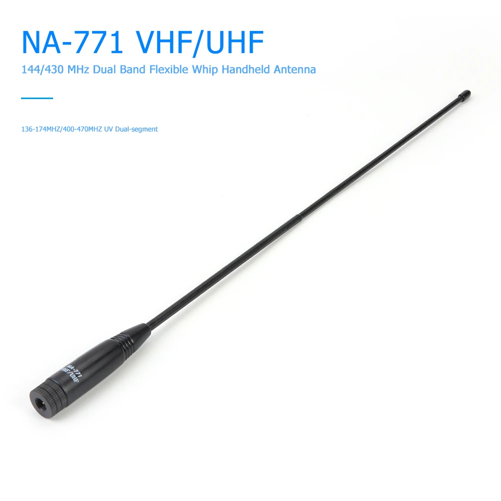 1pcs NA-771 듀얼 밴드 144/430MHZ SMA-M 남성 안테나 블랙 심플 및 2.15dBi 10W Yaesu BAOFENG Vertex Radio 38cm용