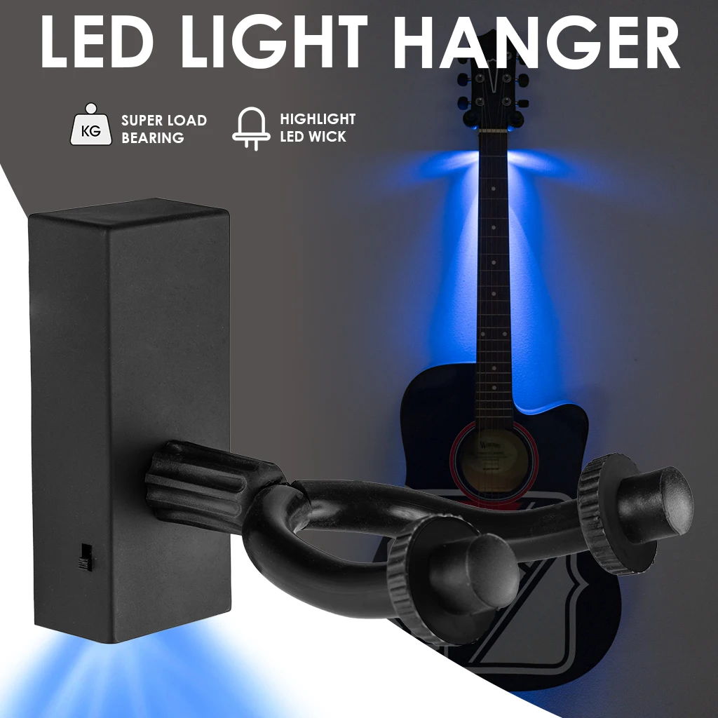 

Cool Creative Guitar Hanger LED Light Display Wall Mount Guitar Hook Stand Holder For Bass Electric Acoustic Guitar Ukuleles