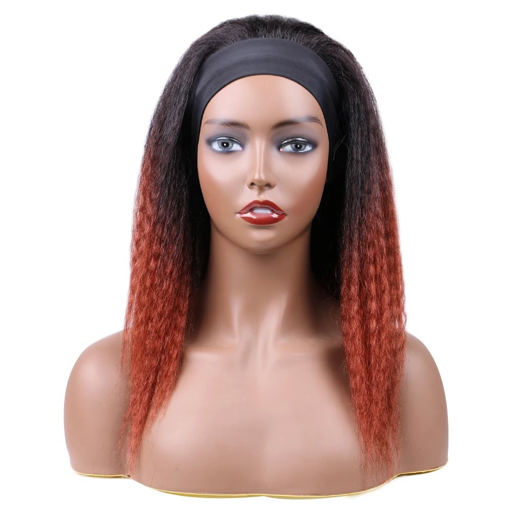 Long Yaki Kinky Straight Headband Wigs for Black Women 22 Inch Glueless Full Machine Made None Lace Front Synthetic Hair Daily images - 6