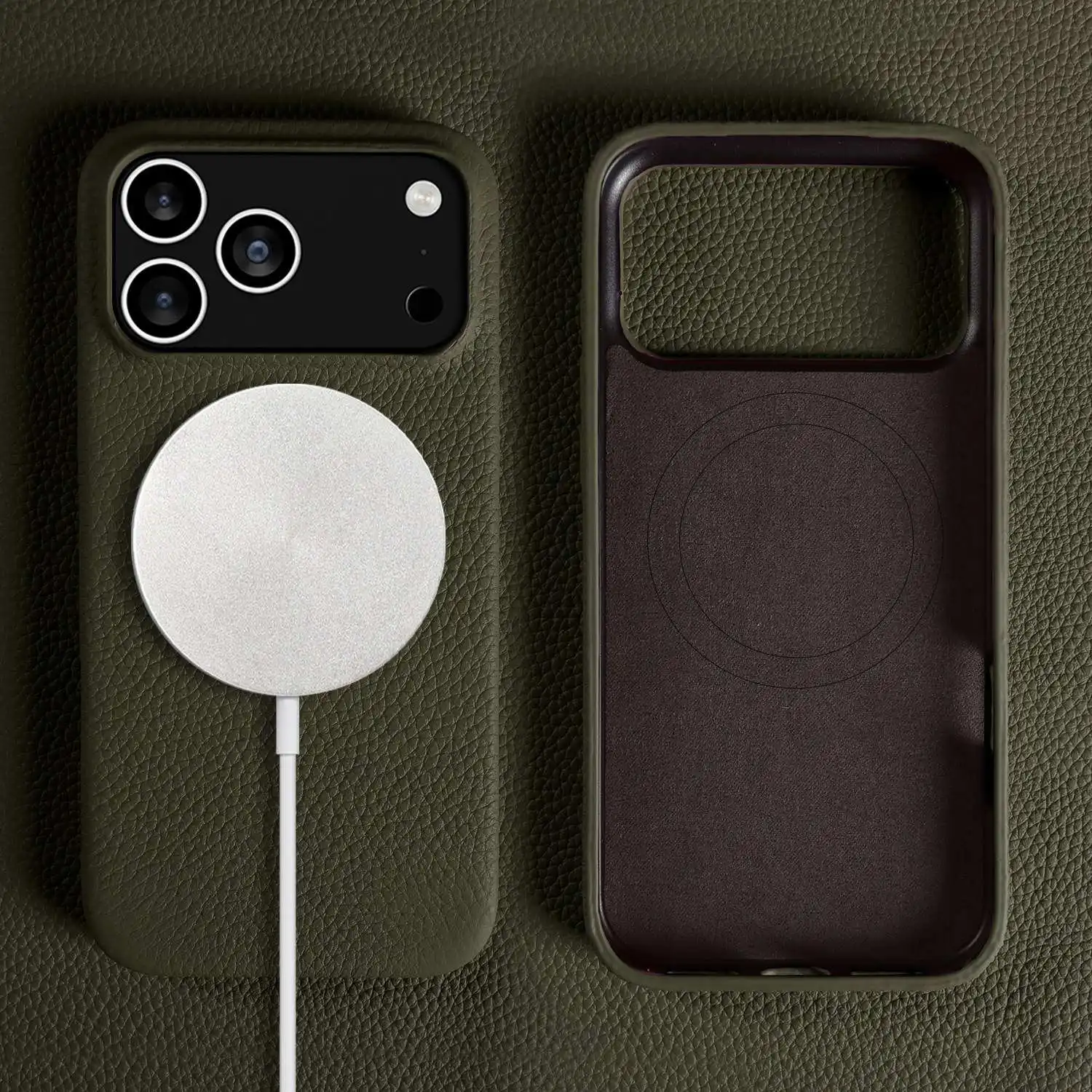 Luxury Magnetic Genuine Leather Full-Cover Phone Case with Magsafe Compatibility