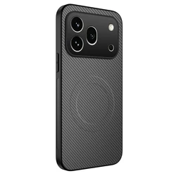 Custodia per telefono in pelle magnetica con fibra di carbonio e capacità di ricarica wireless
