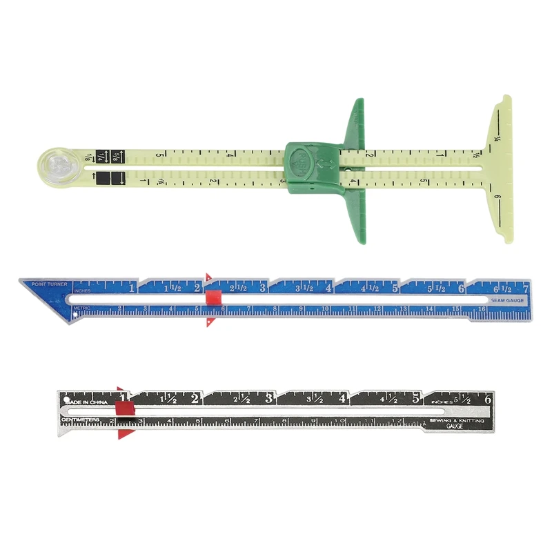 

Promotion! 3 Pieces Sliding Gauge Measuring Sewing Tool Set Measuring Sewing Gauge For Beginner Knitting Crafting Sewing Supplie