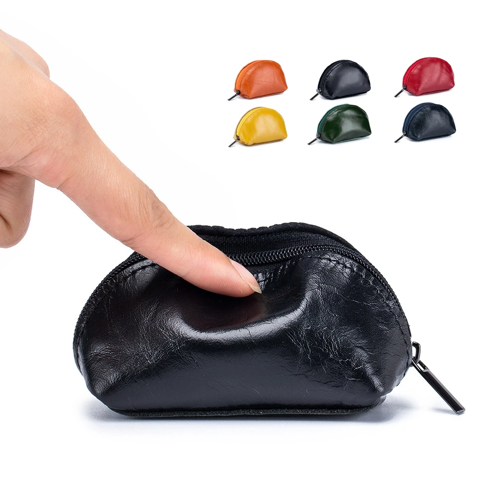 Genuine Leather Mini Coin Purse Female Cowhide Wallets Lady Small Coin Pocket Card Holder Mini Money Bag Portable Clutch