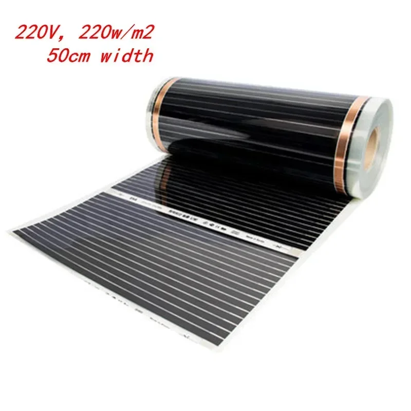 AC220V Infrared Underfloor Heating Film 220w/m2 Warm Mat with Clamps Insulation Pastes electric underfloor heating infrared heating film