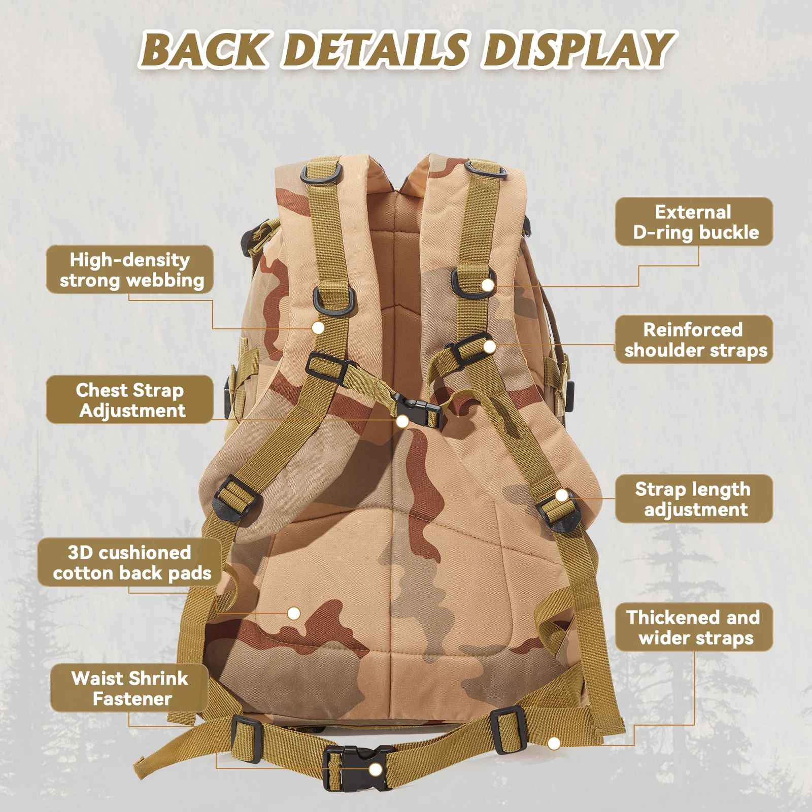 Large Military Tactical Backpack for Army 3-Day Assault，Men's Military Backpacks Army Assault Emergency Backpack Hiking Backpack