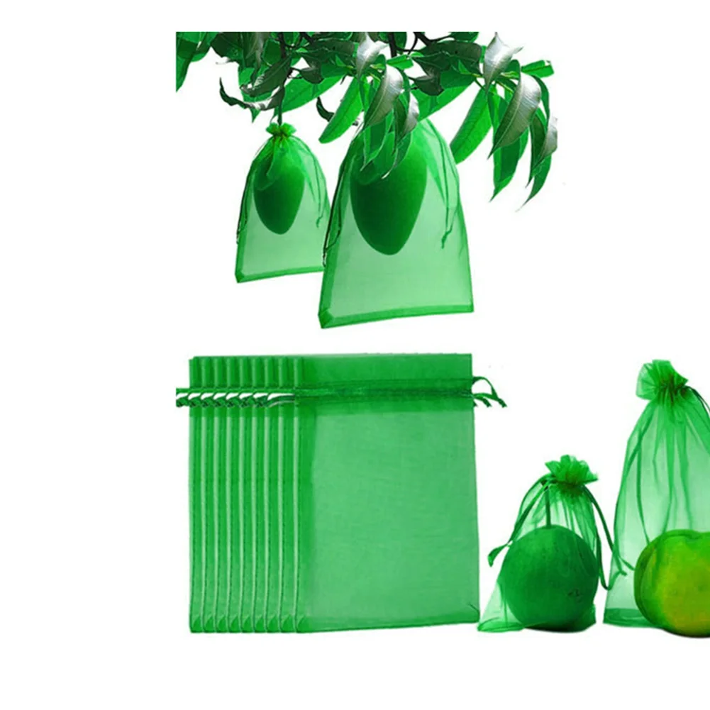 Description Picture 6 of item50pcs Fruit Protection Bags Drawstring Net Bag Pest Control Anti-Bird Garden Netting Bags Strawberry Grapes Mesh Bag