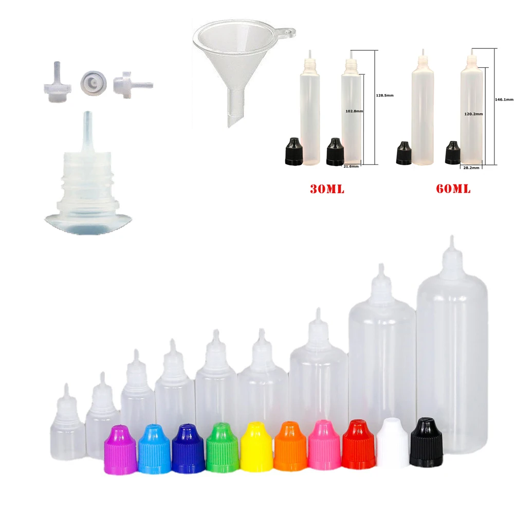 LDPE Plastic Squeeze Dropper Bottle Removable Cap Liquid Filling Container 3ml 5ml 10ml 15ml 20ml 30ml 50ml 100ml 120ml 5Pcs