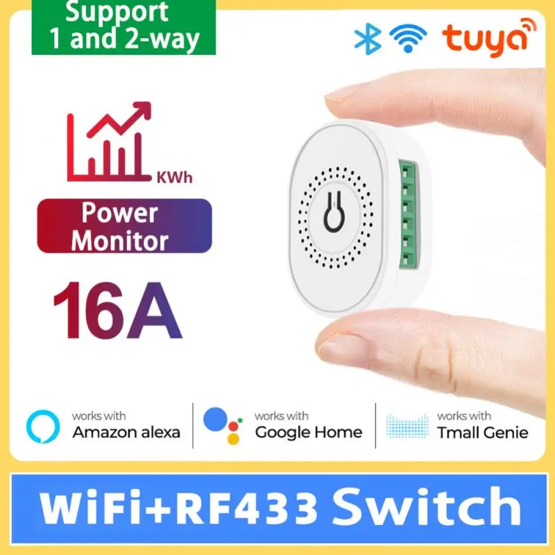 Умный выключатель Tuya Wi-Fi + RF433 16 А двухстороннее управление с монитором мощности