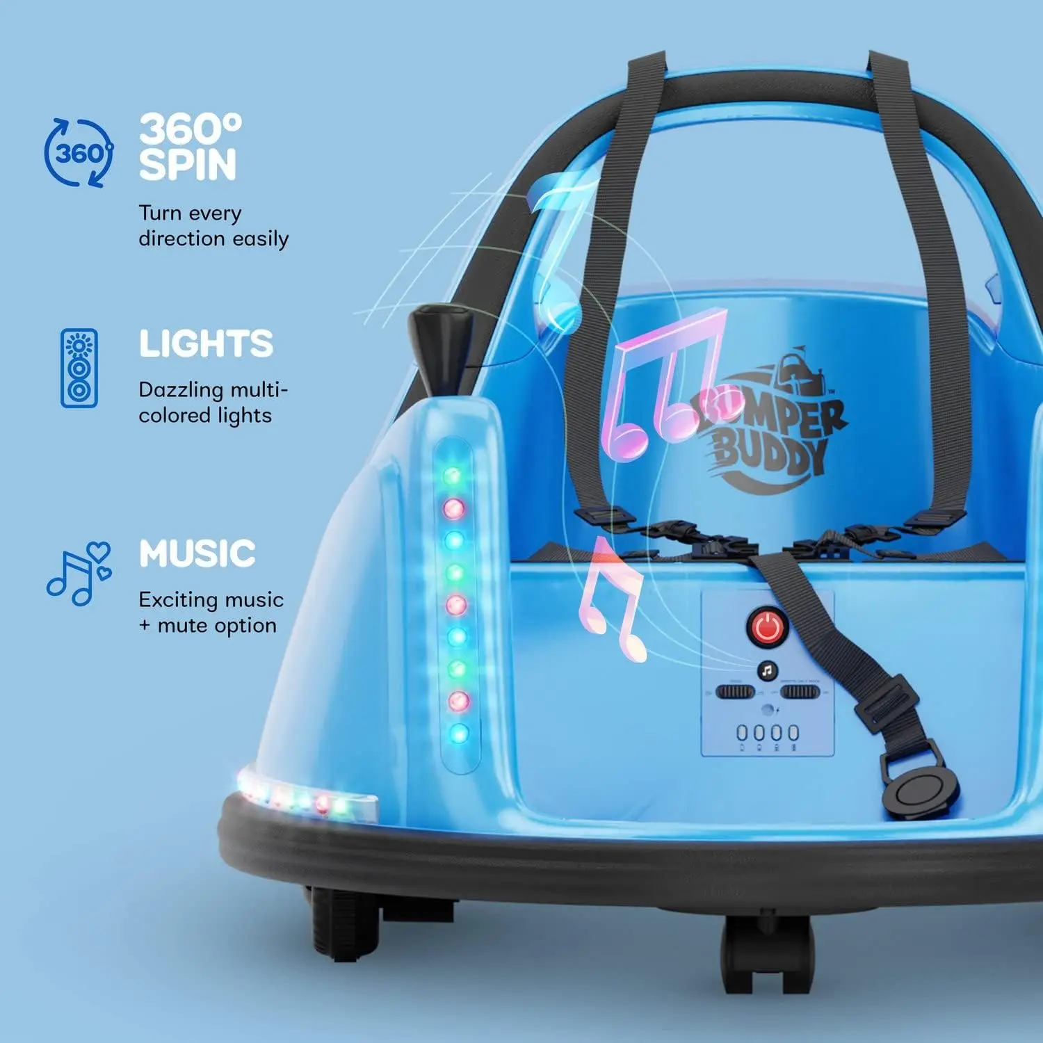 Electric Bumper Car for Kids & Toddlers, 12V 2-Speed, Ages 1 2 3 4 5 Year Old Boys-Remote Control, Baby B