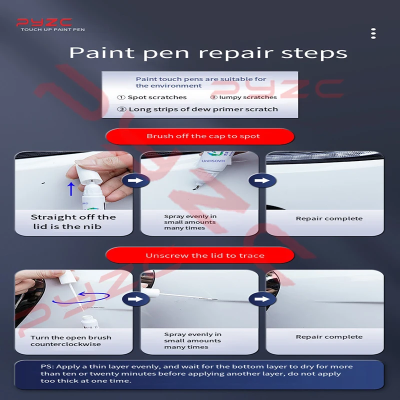 For Peugeot 208 2012- B21 P21 Paint Touch Up Pen Kit-Scratch Repair Car Scratch Remover with Brush DIY Auto Accessories