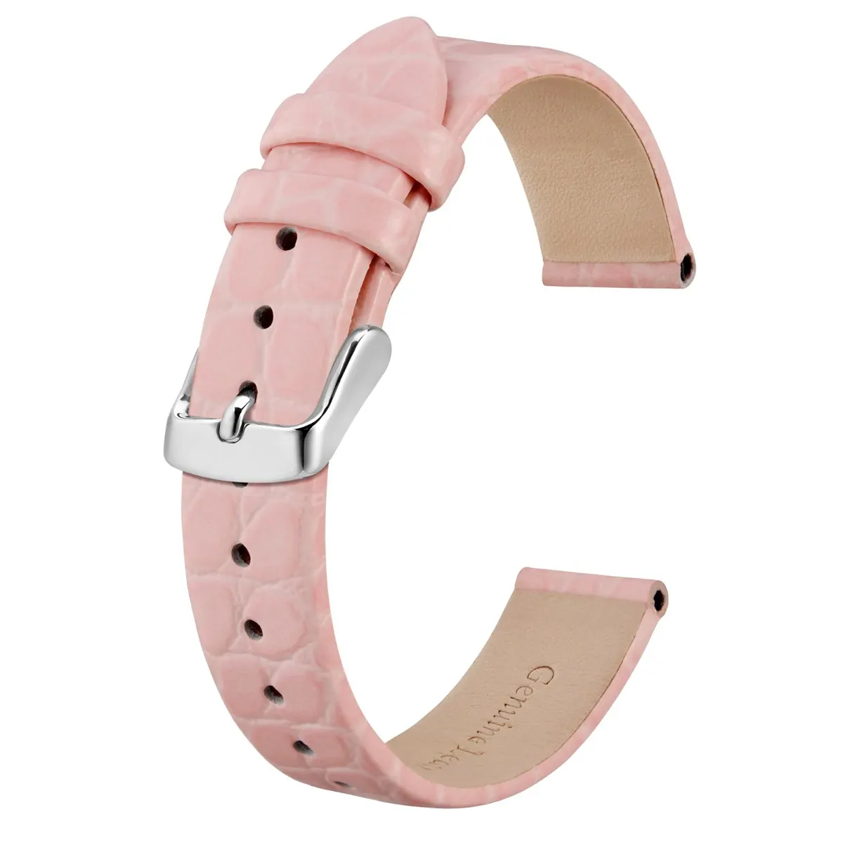 BISONSTRAP Cinturini per Orologi con Sgancio Rapido, Cinturino in Pelle Strutturata per Uomo Donna, 20mm, Nero, Fibbia Argento