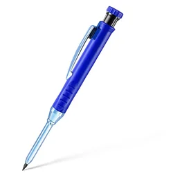 Precision Carpenter Pencil with Refill Lead and Built-in Sharpener (Blue pencil)