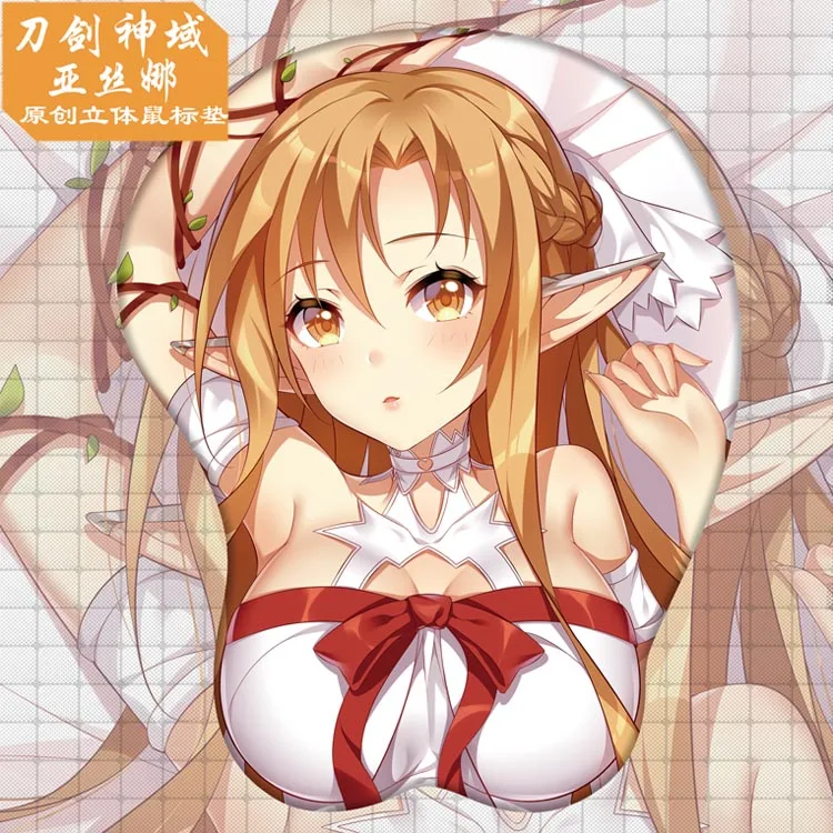 

Japan Anime Sword Art Online Yuuki Asuna 3D Soft Gel Gaming Mouse Pad Ergonomic Mousepad With Wrist Support 26x21cm Mouse Pad