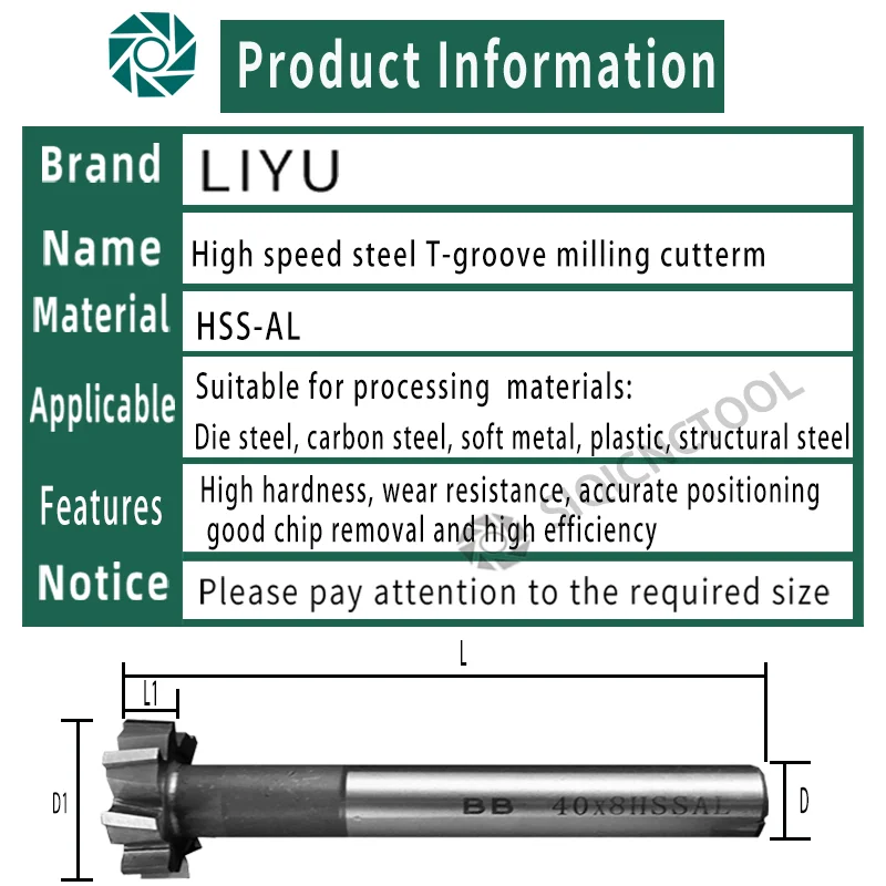 T Slot Milling Cutter for Metal HSS Woodruff Key Seat Router Bit Thickness 1-12mm Diameter 8-50mm metal cutter slot milling cutter