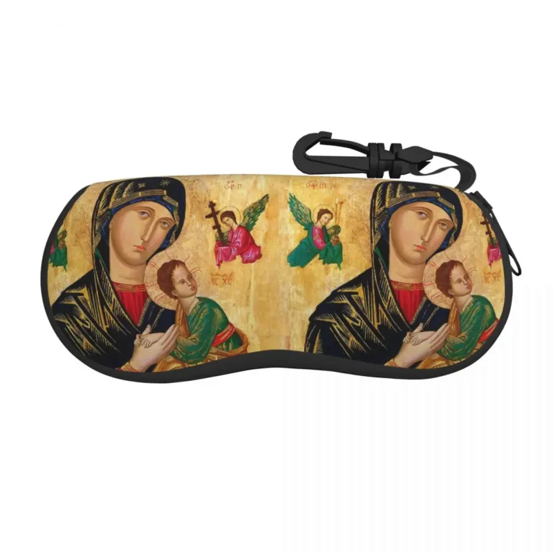 

Custom Our Lady Of Perpetual Help Shell Glasses Case Unisex Roman Catholic Virgin Mary Eyeglasses Case Sunglasses Protector Box