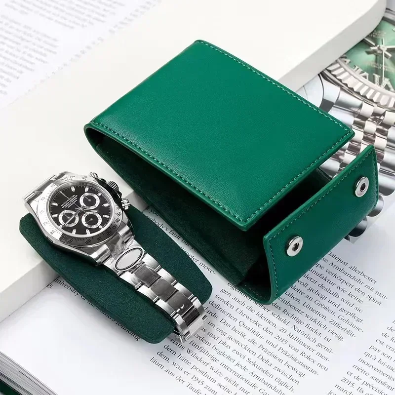 Factory Direct Green Leather Environmental Protection Watch Protective Bag Watch Travel Case Gift Box And Card Can Custom