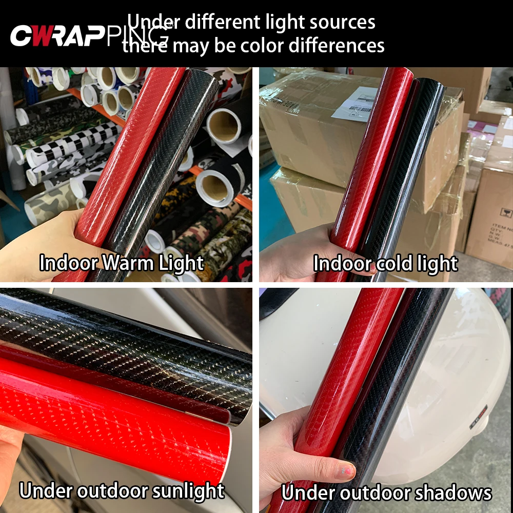 7D Carbon Fiber Car Tuning Film Vinyl Wrap Auto Stickers Waterproof Adhesive Motorcycle Stickers for Car Accessories Black Red