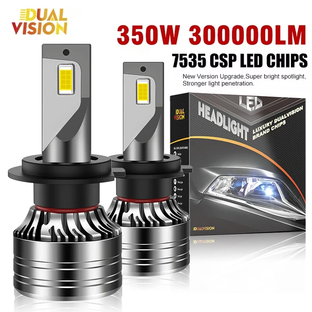ไฟรถยนต์ Dualvision 2 ชิ้น รุ่น H7 H4 H1 9006 H11 9005 H8 H9 ไฟหน้า LED สว่างพิเศษ ไฟสูง ไฟต่ำ ไฟตัดหมอก สีขาว 6000K 12V 1