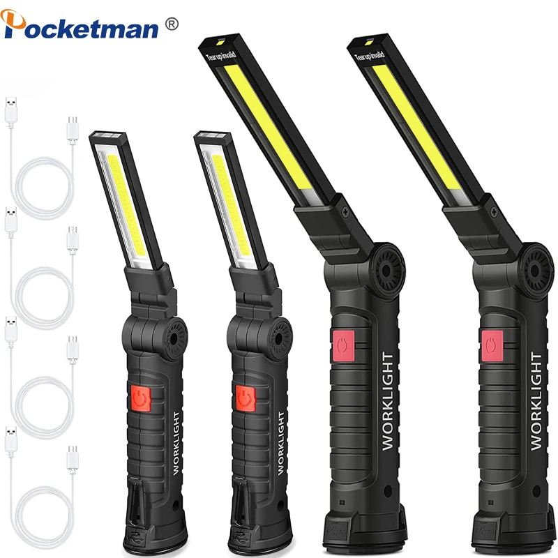 LED Work Light Portable Magnetic Base Flashlight Foldable Inspection Light Super Bright Emergency USB Rechargeable Torch portable flashlight portable work lights portable work light