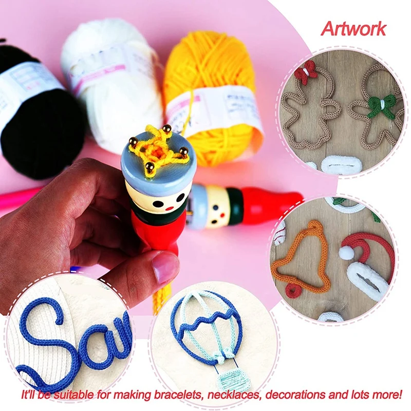 French Knitter Tool 2 Pack Wooden Knitting Dolly Set Spool Knitting Doll Loom Toy for Making Bracelets etc knitting loom