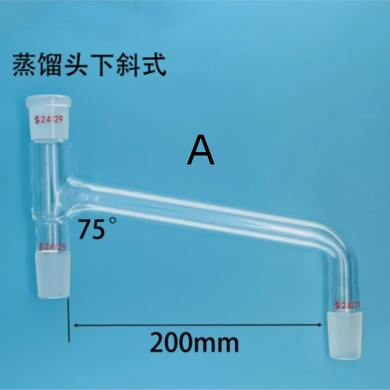 Lab Glass Supplies Lab Glass Adapter 14/23 19/26 24/29 29/32 Glass 3-Way Adapter Distillation Head Oblique Down Type Lab Glassware 75/105&deg;