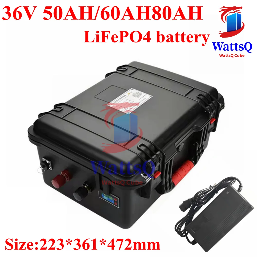 

Lifepo4 battery 36V 50Ah 60Ah 80Ah 12S lithium BMS energy storage electric bike motorcycle +10A charger