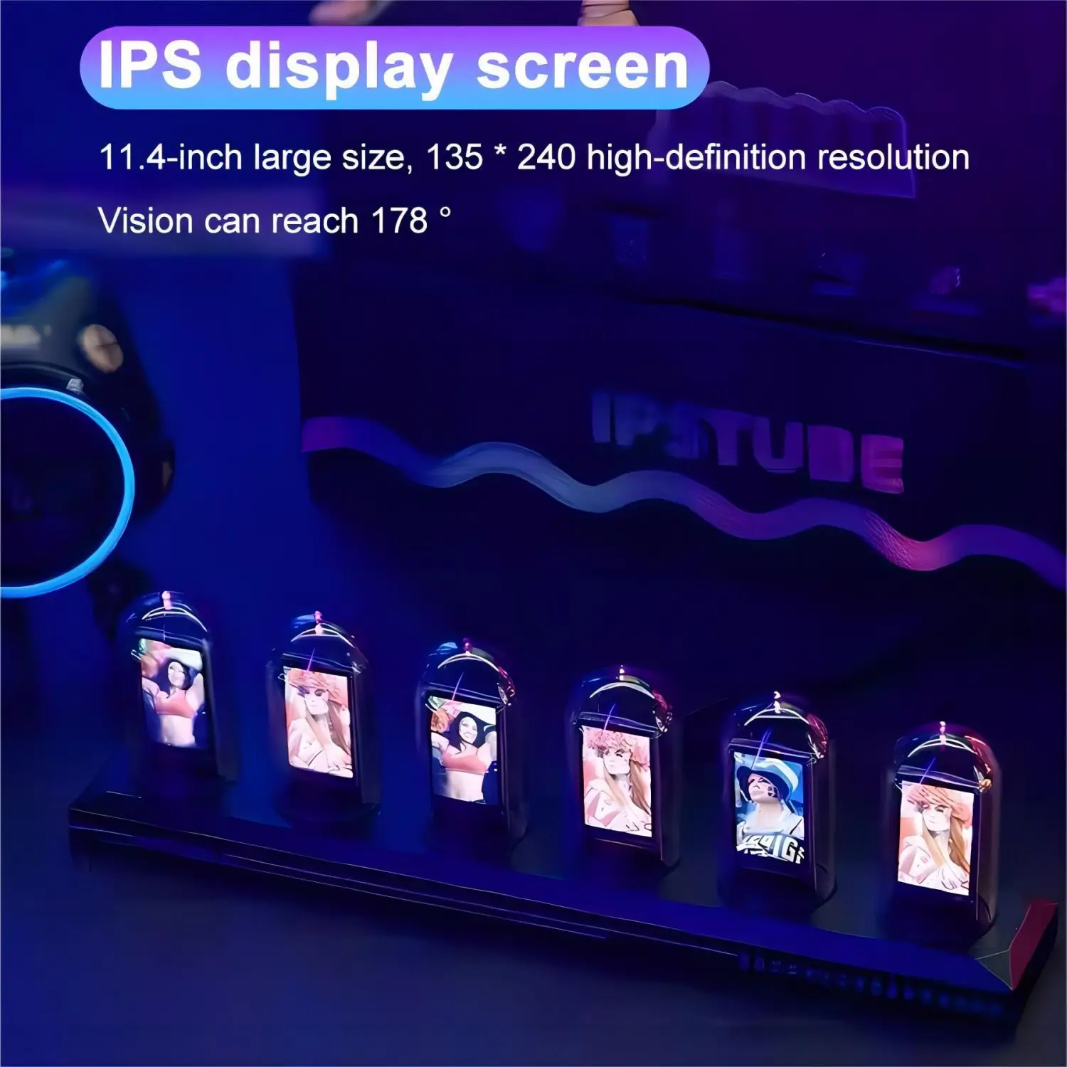Nixie Tube Clock Night Light IPS RGB Glow Color App Control DIY Screen Digital Tube Clock For Bedroom 3