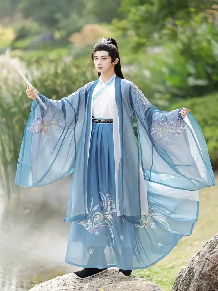 

Chinese Hanfu Costume Men&Women Halloween Carnival Cosplay Costume Couples Party Outfit Ancient Blue&Purple Hanfu Plus Size 3XL