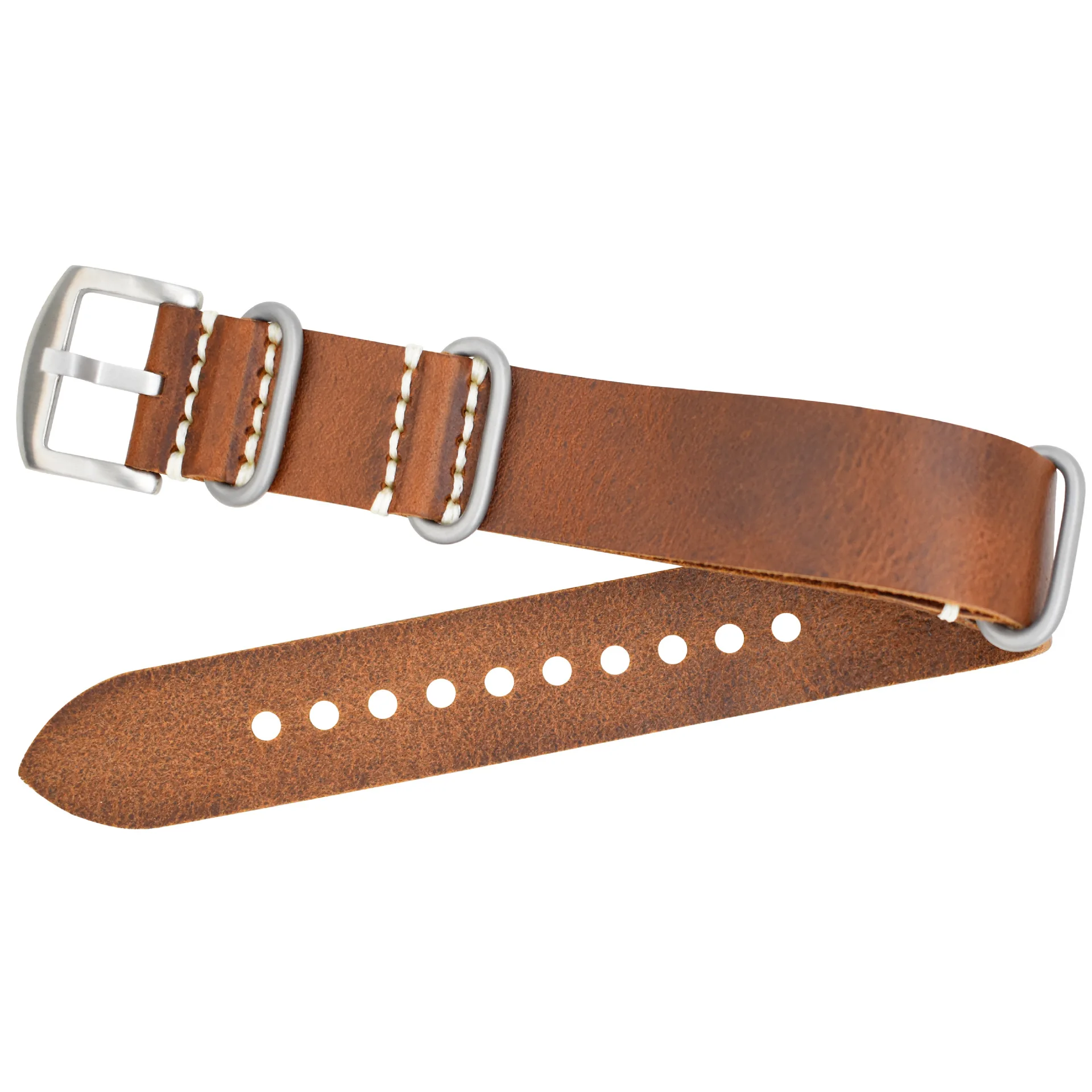 Premium Cracked Leather Cowhide NATO Watch Strap - Long
