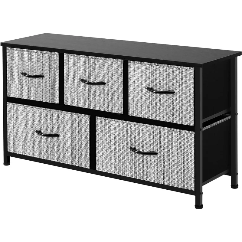 

AZL1 Life Concept Extra Wide Dresser Storage Tower with Sturdy Steel Frame,5 Drawers of Easy-Pull Fabric Bins