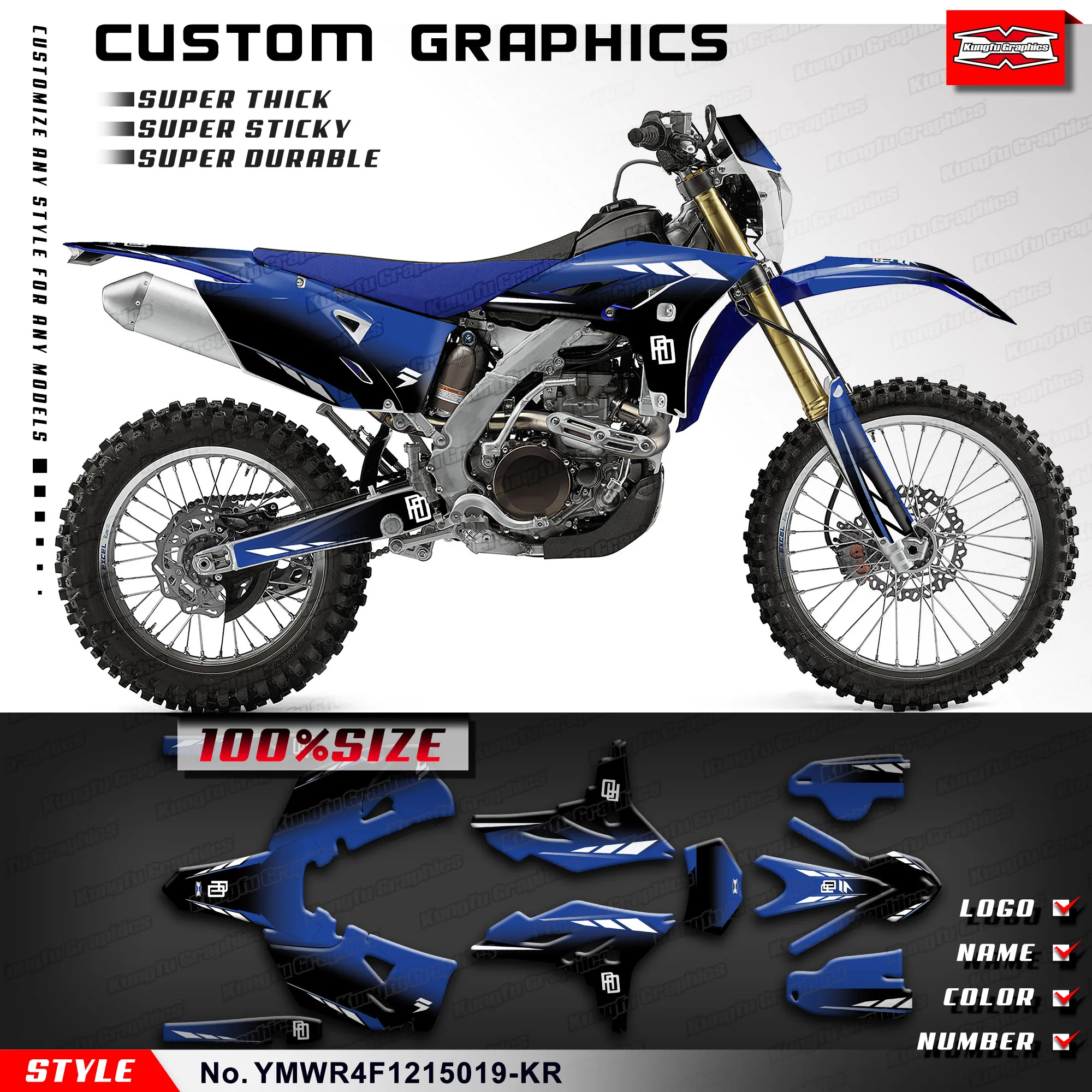 

KUNGFU GRAPHICS MX Stickers Custom Decal Kit for Yamaha WR450F 2012 2013 2014 2015 YMWR4F1215019-KR