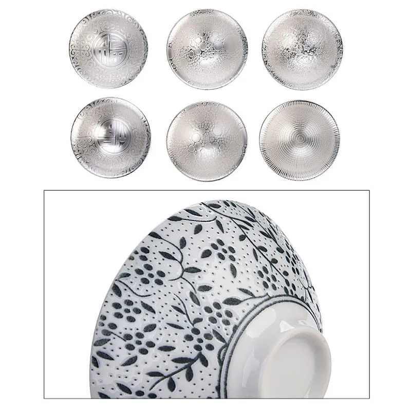 70ml Creative 999 Sterling Silver Master Cup Ceramic Teacups Office Small Tea Bowl Household Handmade Chinese Kung Fu Drinkware