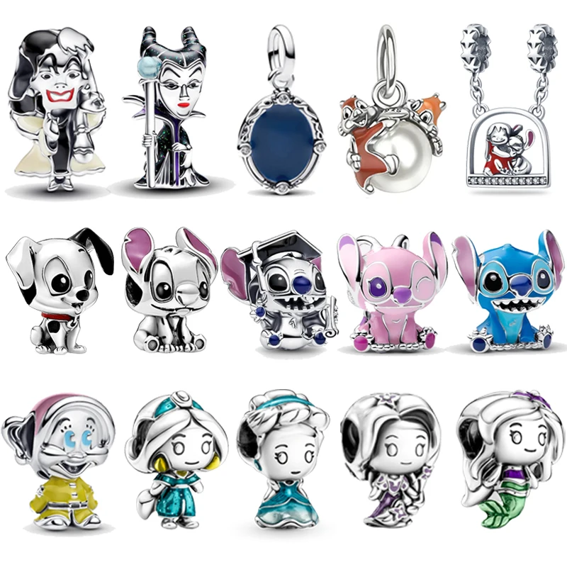 925 Sterling Silver Halloween Stitch Dumbo Princess Charms Bead Women Original 925 Bracelet DIY Jewelry Pendant Gift For DISNEYS