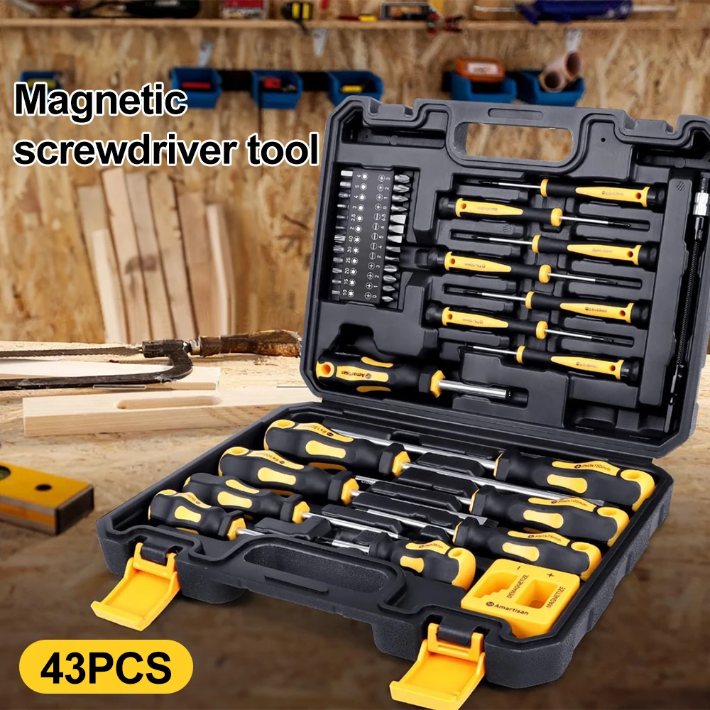 43 in 1 Universal Screwdriver Set with Magnetic Bits, Professional Repair Tool Kit With Box for Electronics Furniture Home DIY: 3 - 5 Days Free Delivery Only UK