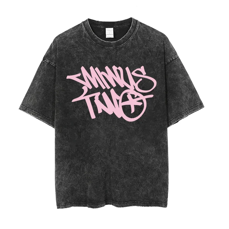 Minus Two T Shirt For Summer Casual Men Women Oversized Loose T-shirt Y2k Fashion Hip Hop Streetwear Top Black Retro Cotton Tees 3