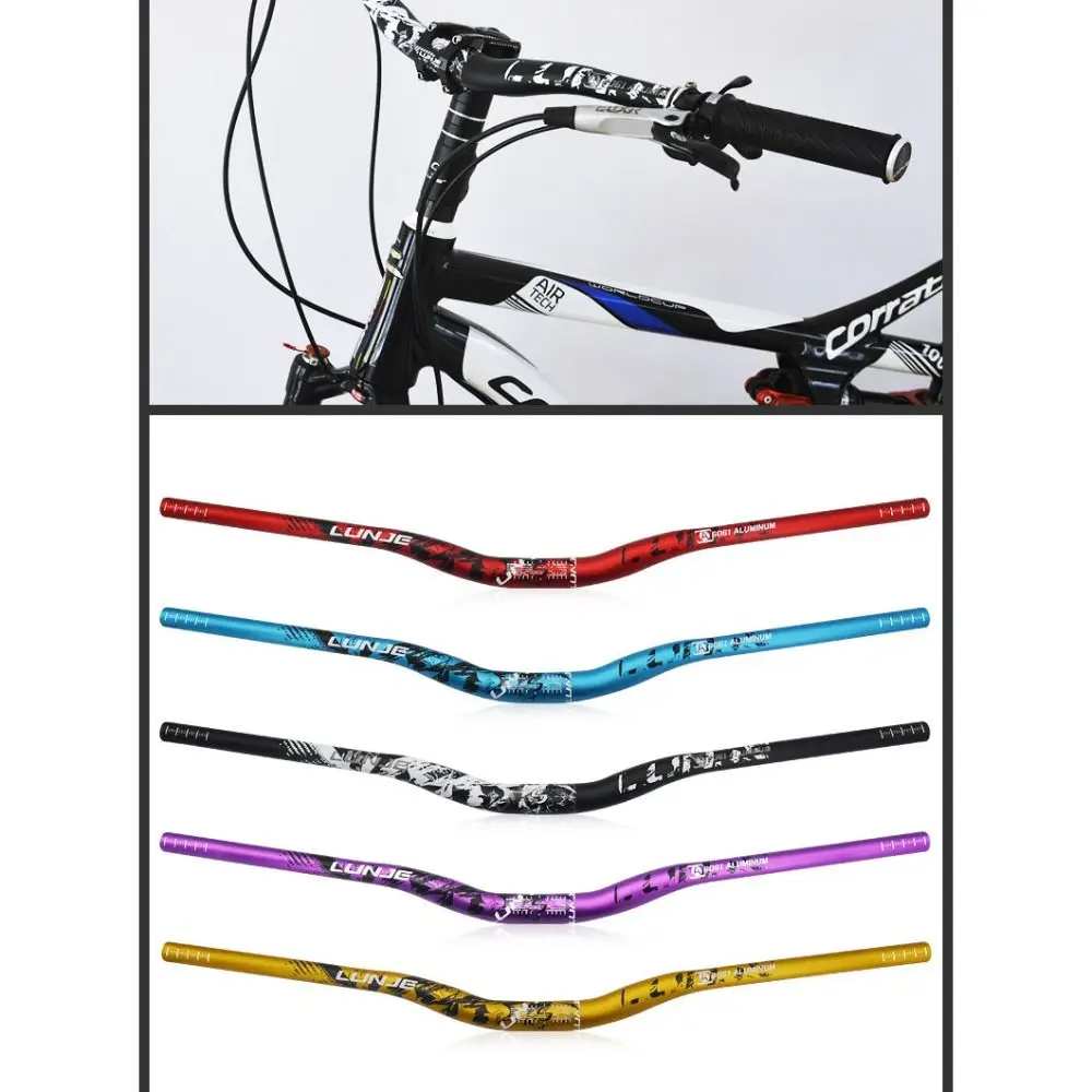 Alumínio Alloy Mountain Bike guiador, Horizontal, preto, vermelho, azul, MTB, estrada, Downhill, 720mm, 780mm