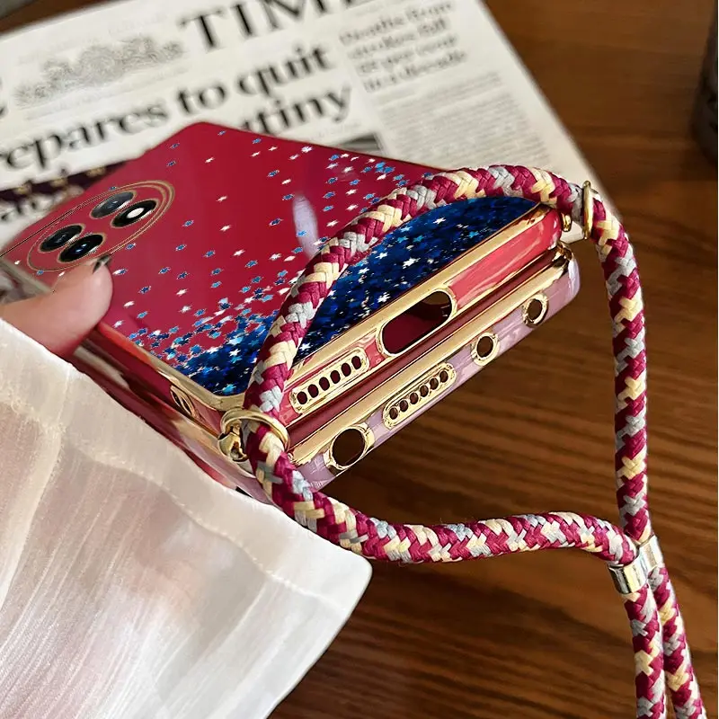 Blue Star Sky Lanyard Plating Phone Case Cover