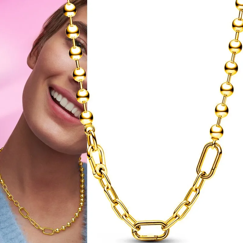 New Women's 925 Sterling Silver ME Series Metal Bead Chain and ME Small Chain Chain Necklace Fit Pandora Charm DIY Jewelry Gifts