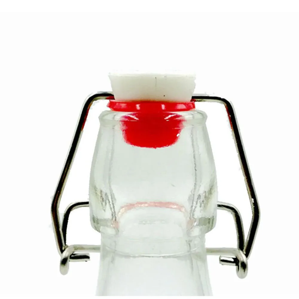 Glass Swing Top Storage Bottle High Flint Various Size Round Glass Bottles  for Sparkling Water MOQ2000 Cheap Custom Print Logo 4