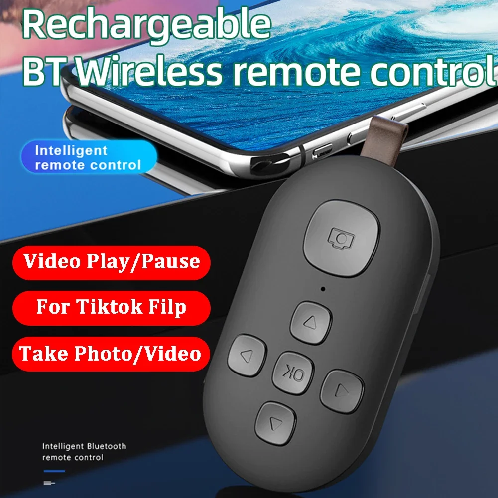 Selfie Button Wearable 7 Keys Wireless Browsing Device Bluetooth-compatible 5.0 Type-C Rechargeable Lightweight for IOS/Android