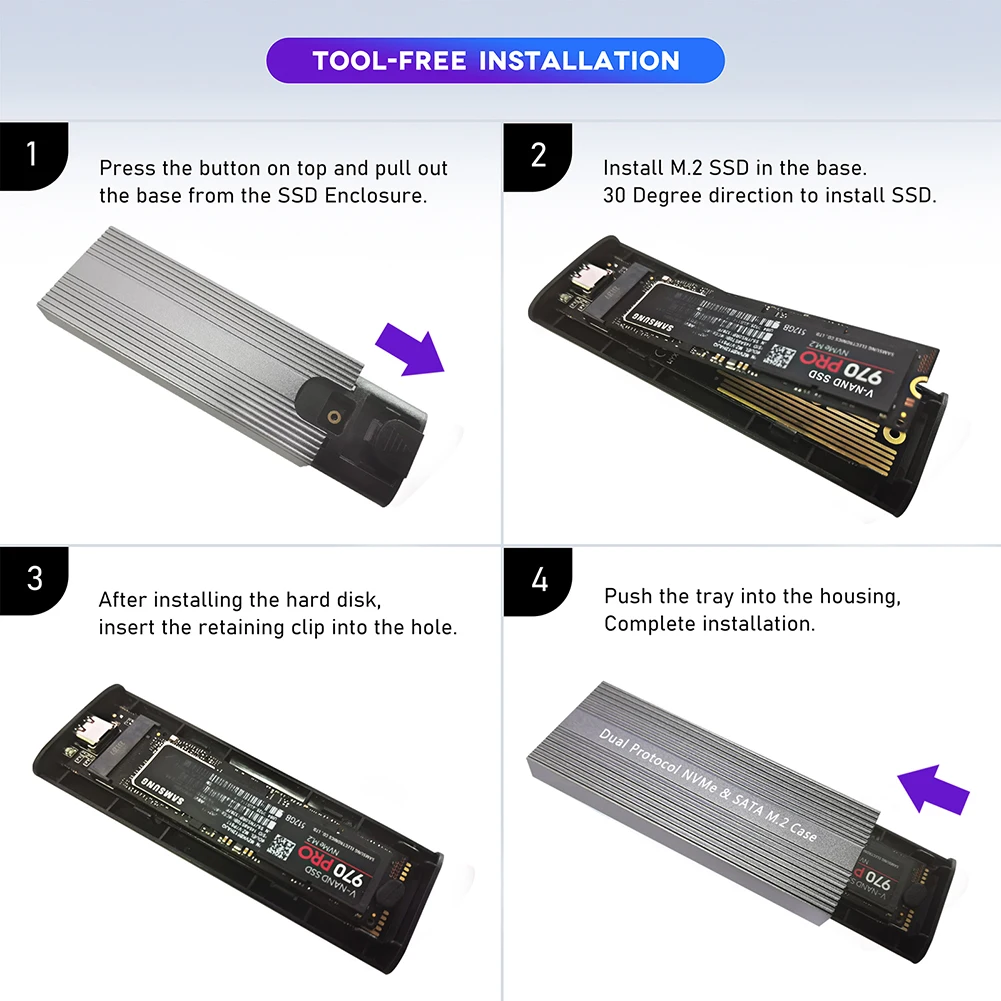 M.2 SATA NVME SSD Ŭ ̽,   M Ű B & M Ű SSD  ̽, JMS581D Ĩ 2230 2242 2260/2280 SSD ̽